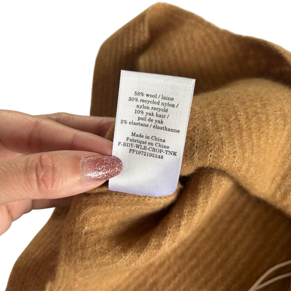 Everlane Camel Tan Knit Wool Blend Ribbed Cropped Tank Top Women’s Medium NWT - Picture 6 of 7
